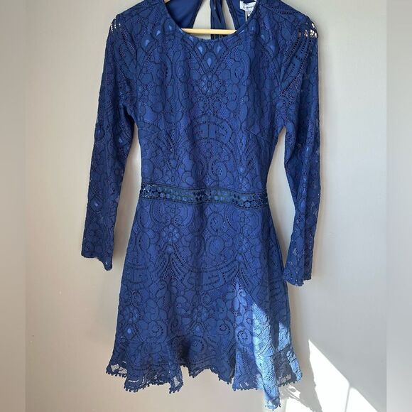Navy Lace mini Dress size 6 - MEDINDIE DRESS Costal cowgirl - Picture 3 of 10